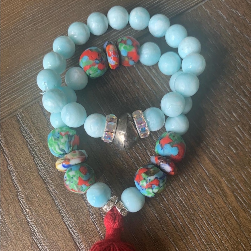 Hemimorphite 10mm Bracelet Stack - image 2